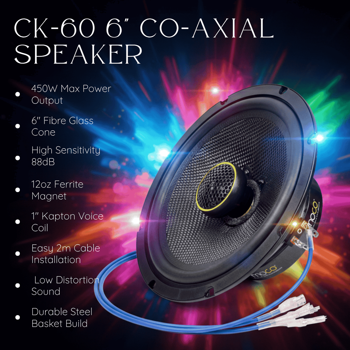 6" Co Axial Speaker Fibre Glass Cone RMS 40W