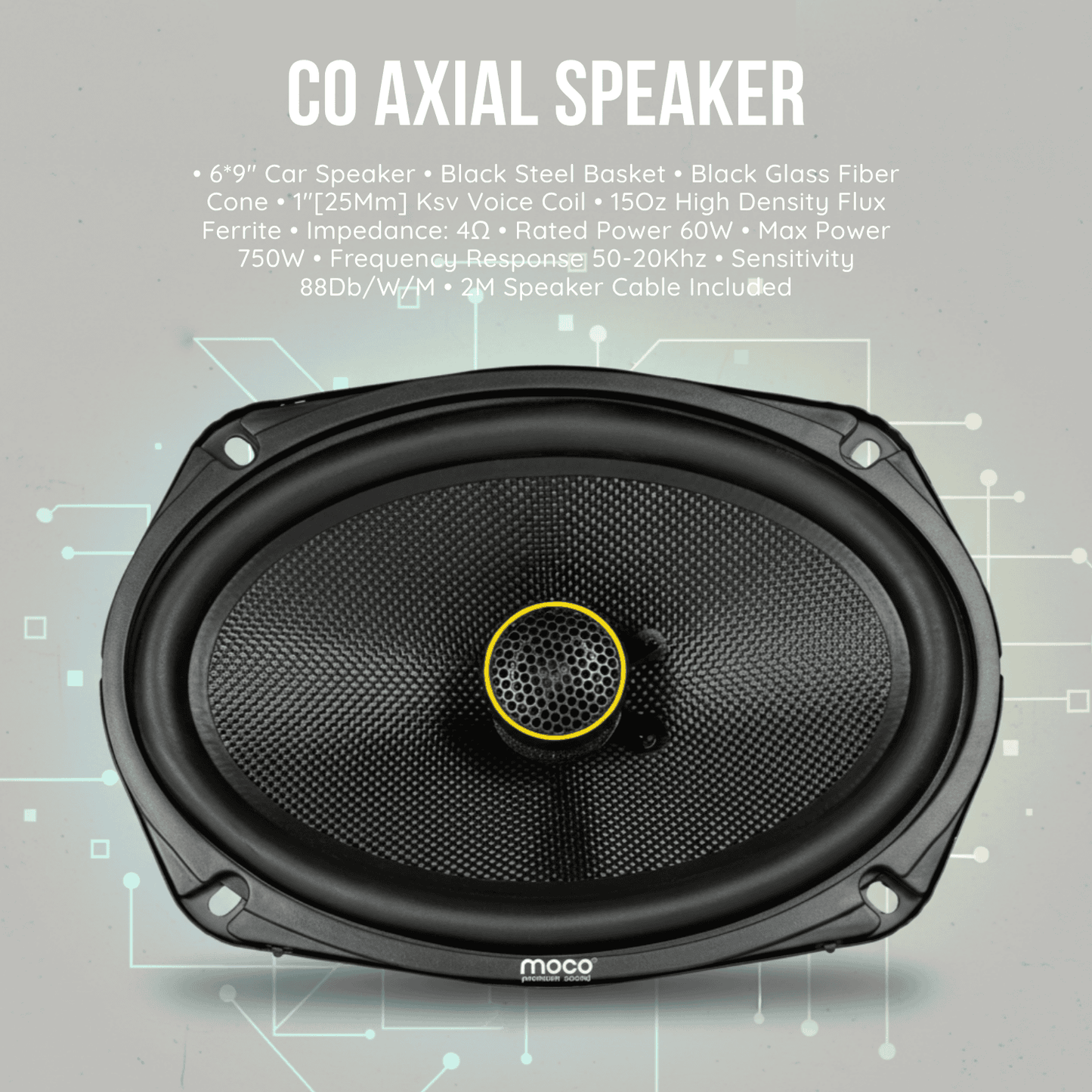 6*9" Co Axial Speaker Fibre Glass Cone RMS 50W