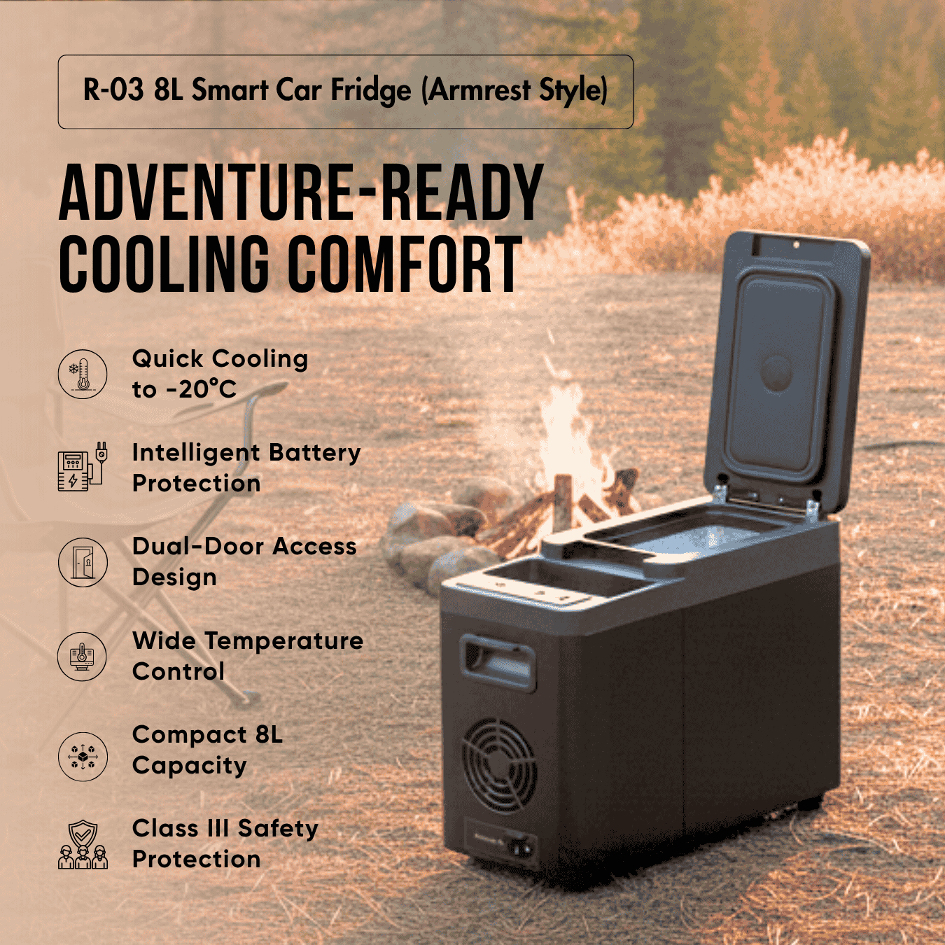 8L Smart Car Fridge (Armrest Style)