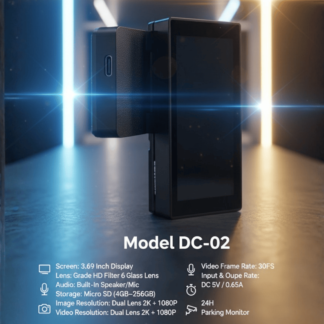 3K Wi-Fi 2CH Dash Cam with Mobile App Control