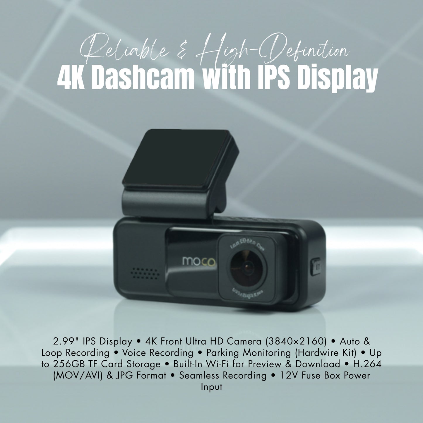 4K Dash Cam (Front) WiFi Mobile App Control