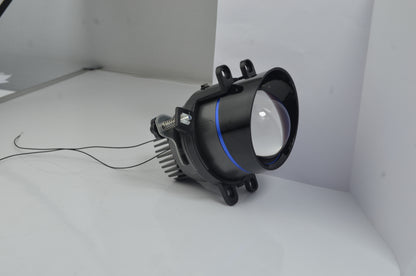 3.0" Tri Color (4300K+5000K+6000K) LED FOG Lamp Projector 100 Watts Crystal Blue Lens with Metal Remote