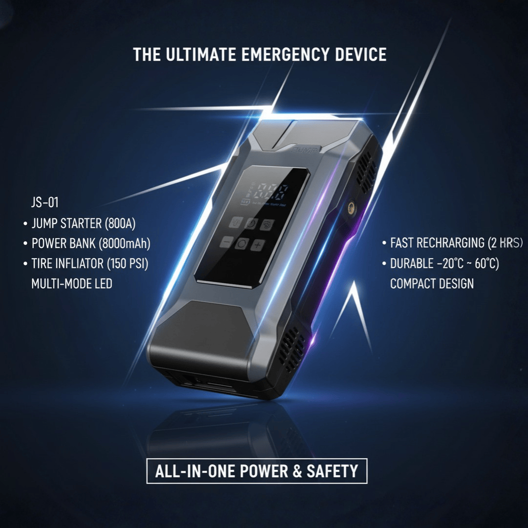 Jump Starter with Tire Inflator 4-in-1 MultiFunction