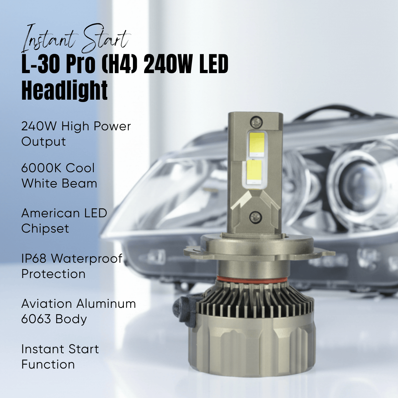300W LED Light Hi/Low Beam (H4/H19) – Moco Car Accessories