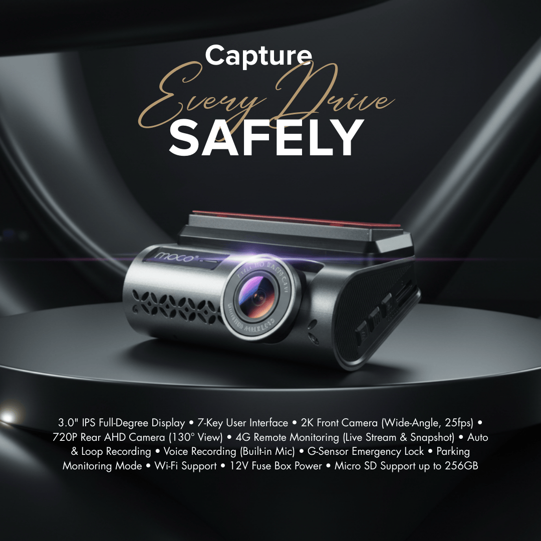 2-Way Dash Cam 3.0" Display (2K) WiFi Mobile App Control with 4G & GPS