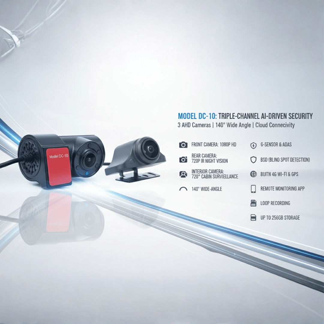 3-CH Dash Cam 4K (2K + 1K + 1K) with 4G Internet, ADAS