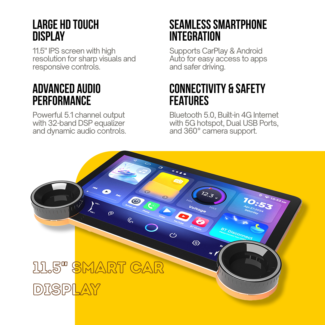 4GB + 64GB Duall Knob with 4G, ChatGPT and 360° Support