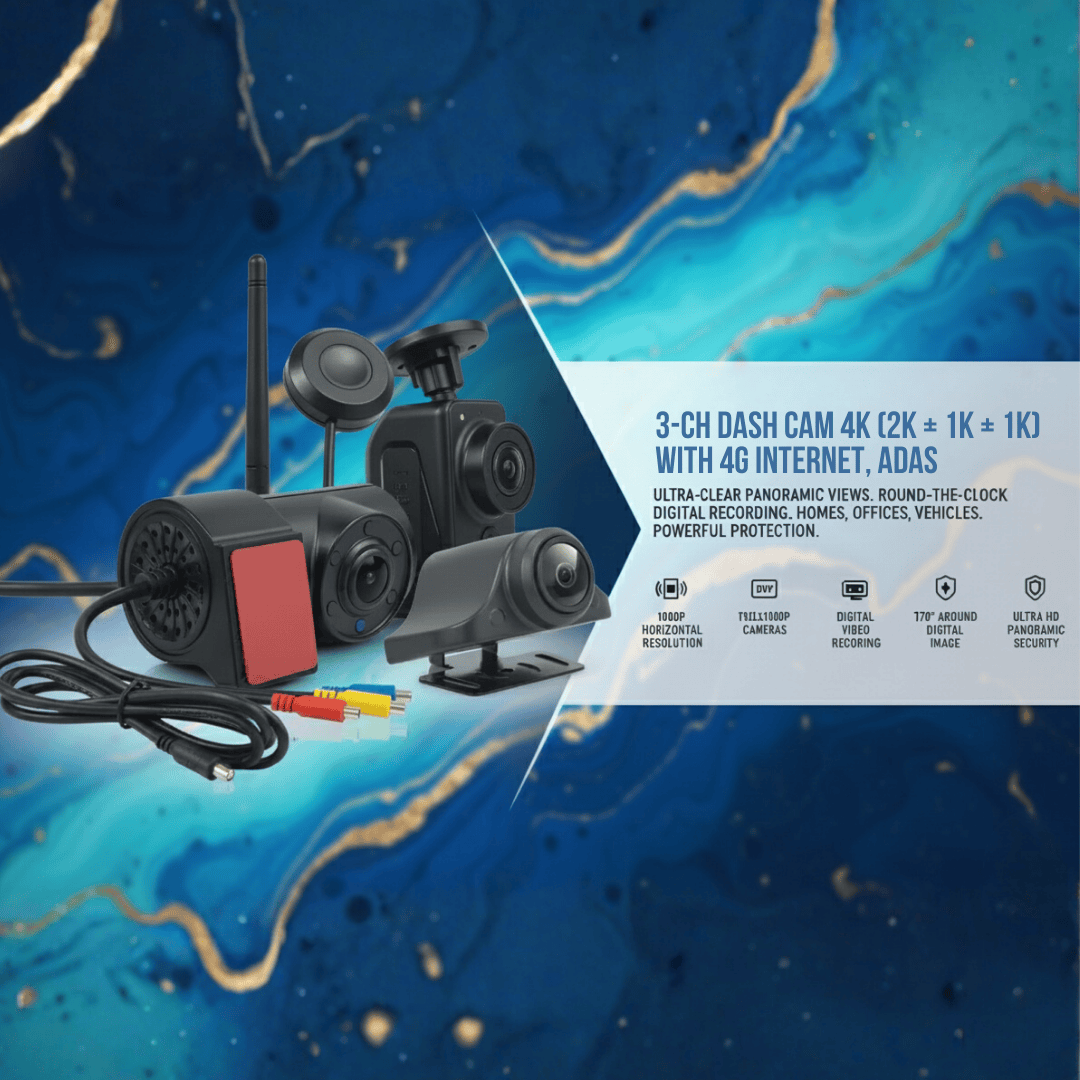 3-CH Dash Cam 4K (2K + 1K + 1K) with 4G Internet, ADAS