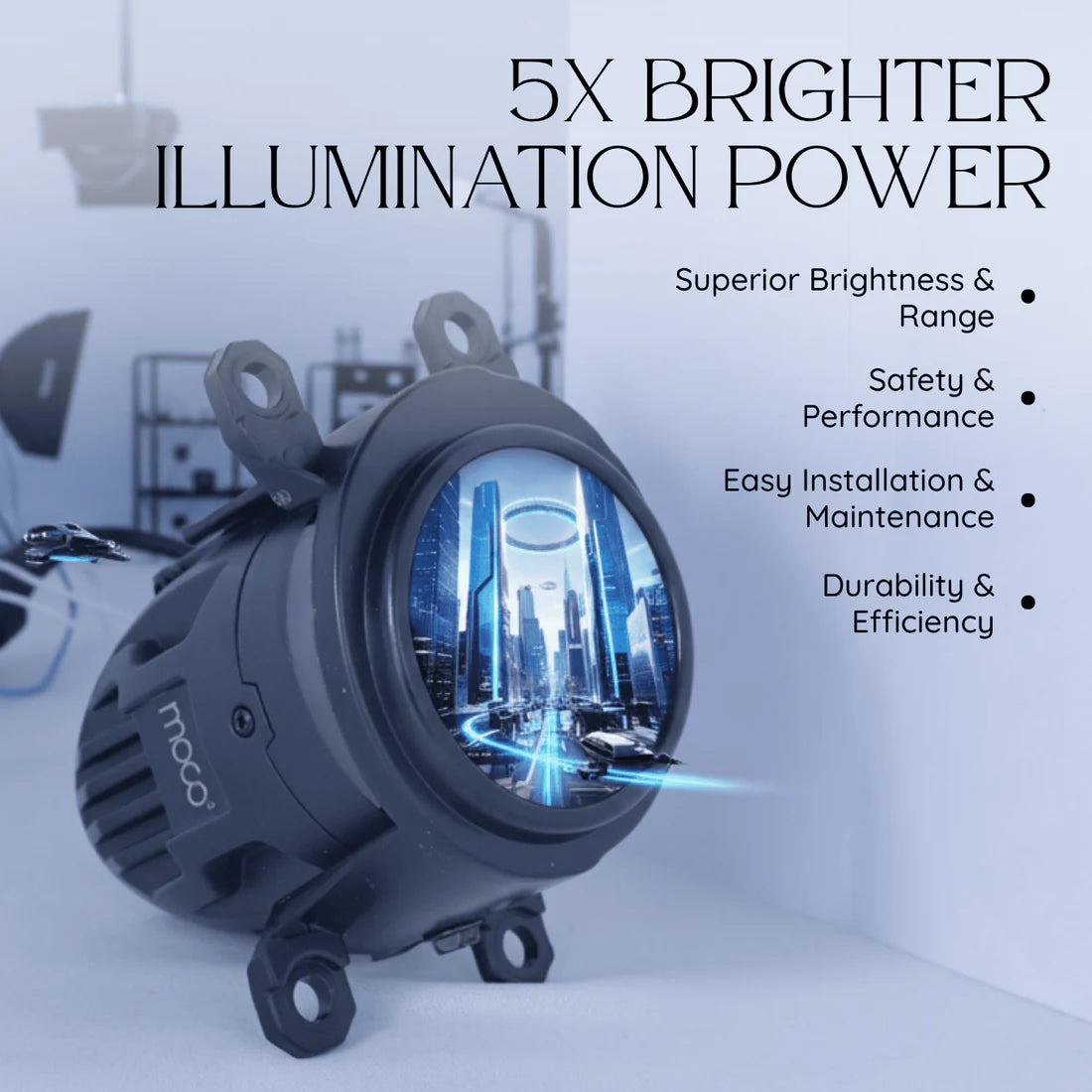 2.0" Lazer Eye (5000K+4300K) LED FOG Lamp Projector 110 Watts Crystal Blue Lens