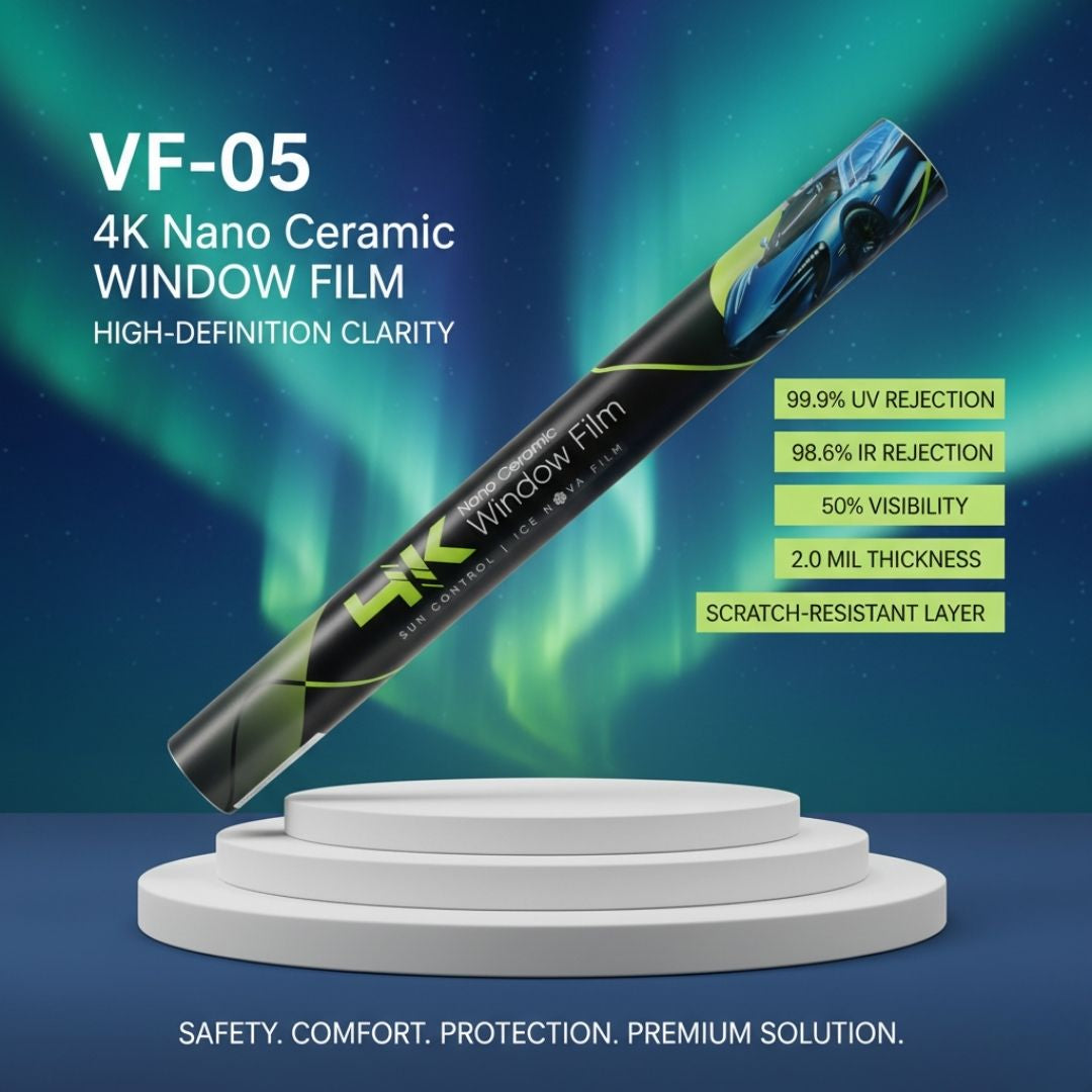 4K Nano Ceramic Window Film (ICE-NOVA) Max. Heat Rejection - Charcoal Shade ( (Side & Back)