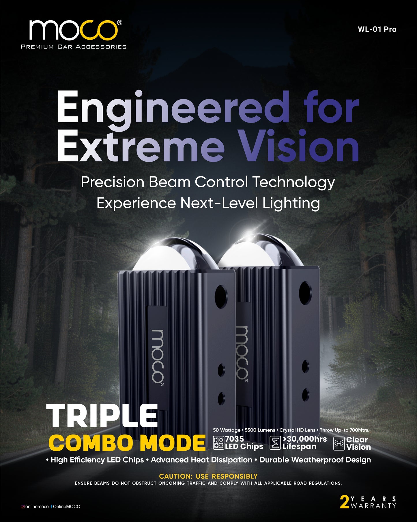 50W Super Bright Spot Beam Grille Light