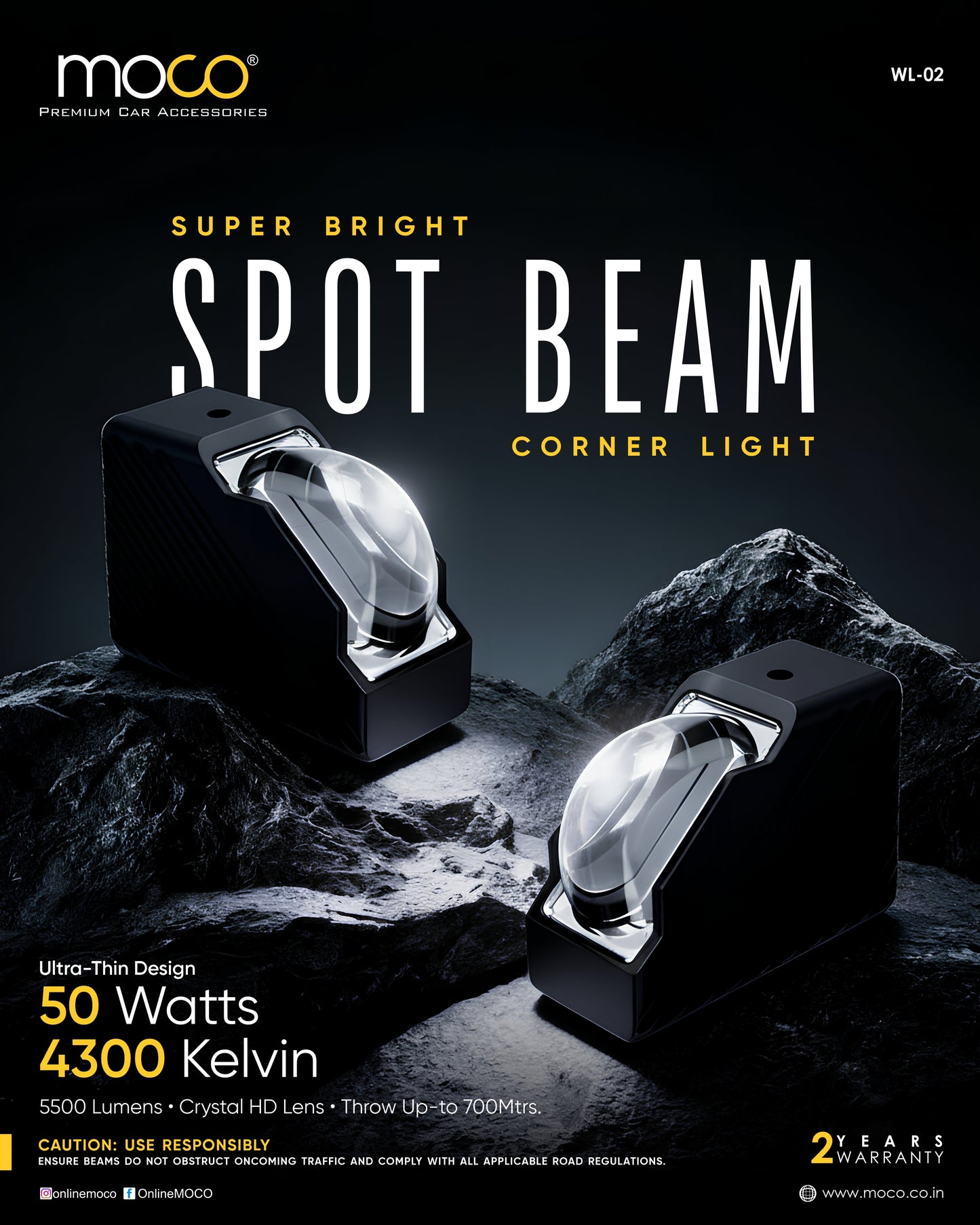 50W Super Bright Spot Beam Corner Light