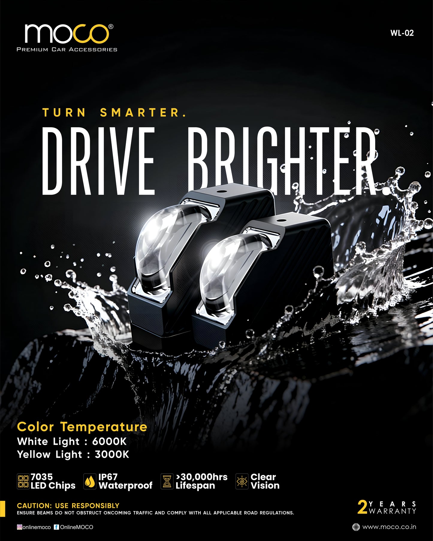 50W Super Bright Spot Beam Corner Light