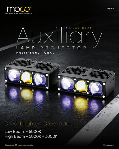 180W 3 Lens Dual Lamp (Hi / Lo Beam) Auxiliary Lamp Projector