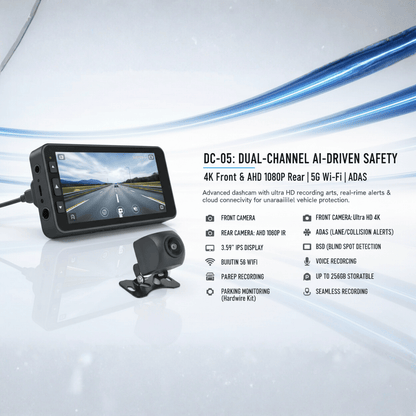 2CH Dash Cam (4K+1K) in-built ADAS WiFi Mobile App Control
